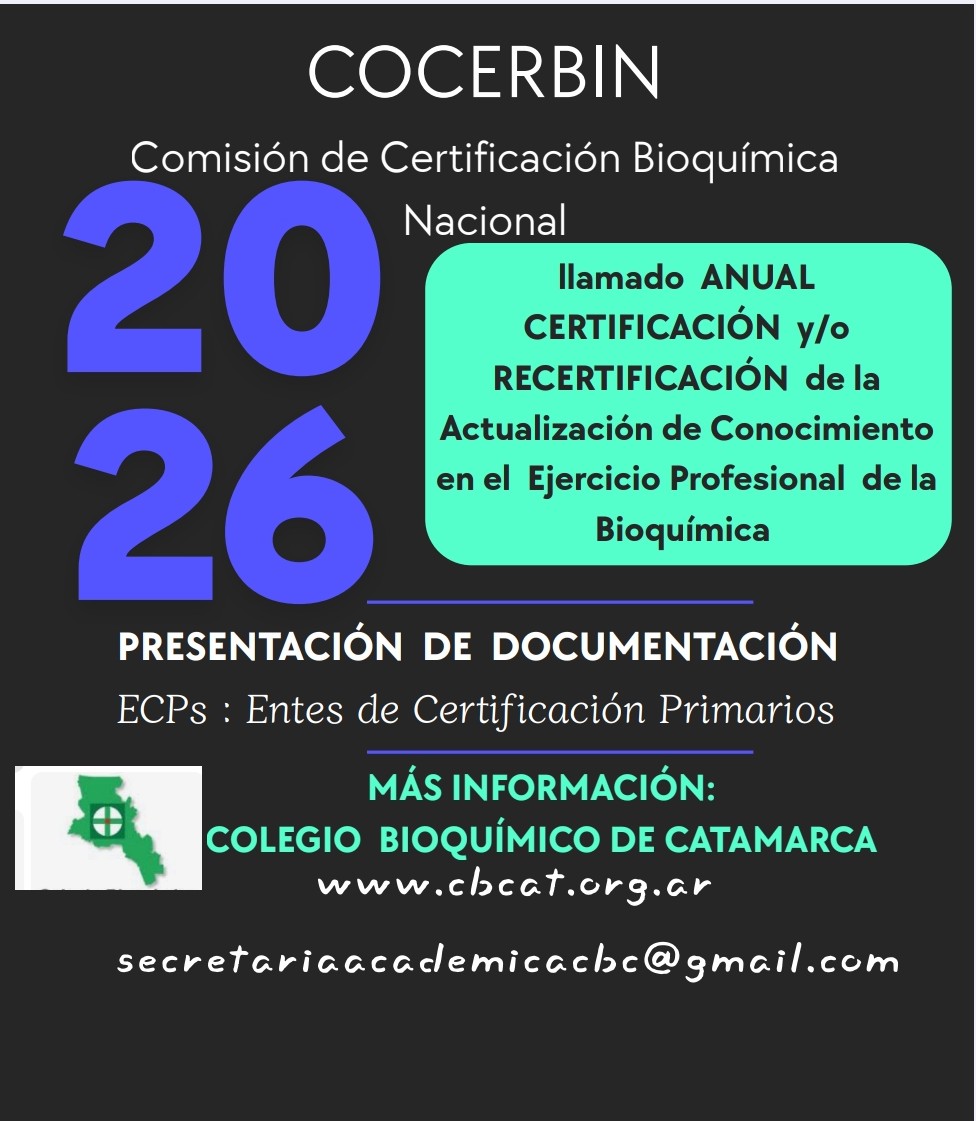 COCERBIN 2026 - Colegio Bioqu&iacute;mico de Catamarca